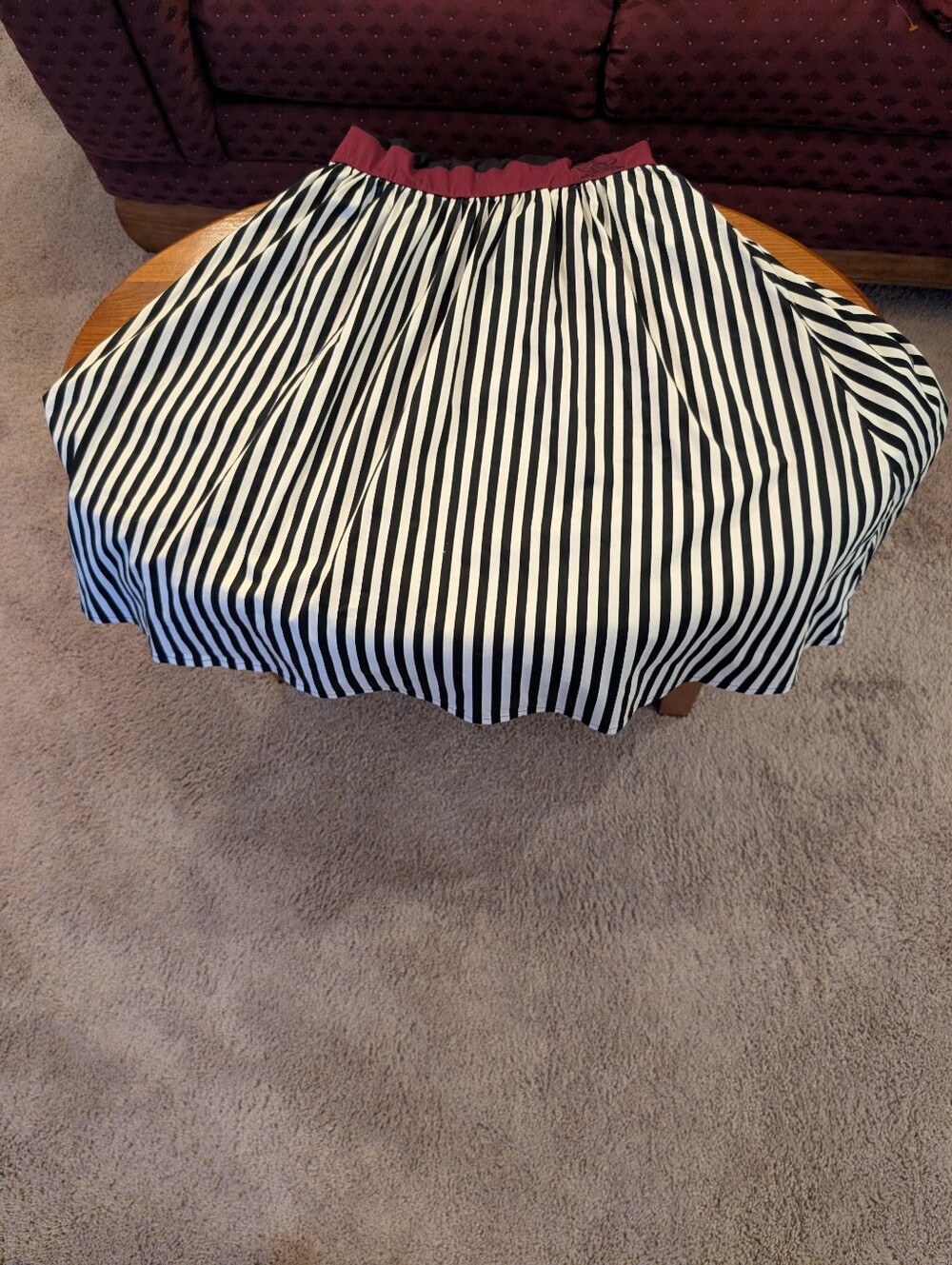 Disney Black & White Stripe Dress, Maroon Sash, Pirates Of The Caribbean, Size L - Picture 4 of 11